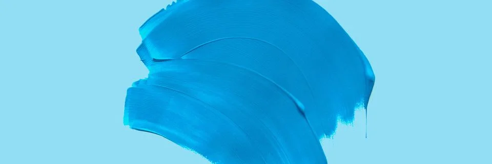 Banner with blue acrylic brush stroke isolated on a white background. Stock Photos