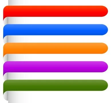 Banner, bookmark backgrounds vector from edge of a page. Colourful design ele Ilustración de archivo