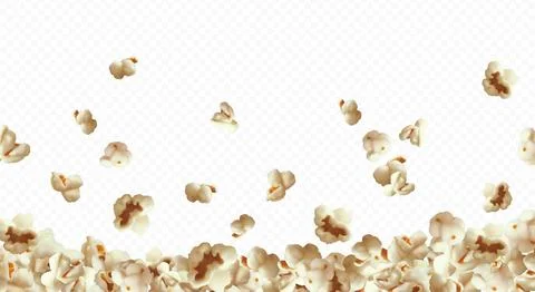 Banner with a bottom border frame made of airy caramel popcorn kernels. Stock Illustration