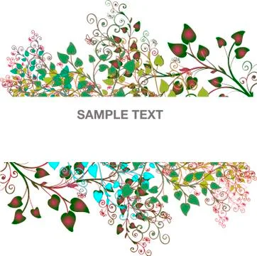 Banner branches of trees and the petals Stock Illustration