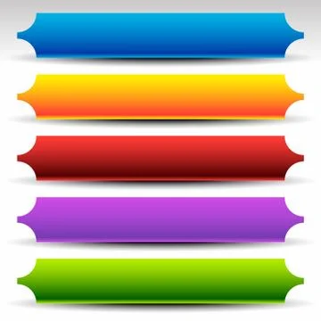 Banner, button (plaque) background, shape set in vibrant colors Ilustración de archivo