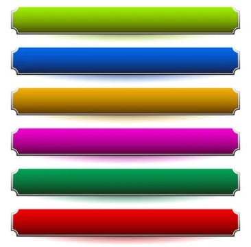 Banner, button shapes with 6 different colors included. Rectangular banner, p Illustrazione stock