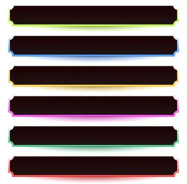 Banner, button shapes with 6 different colors included. Rectangular banner, p Illustrazione stock