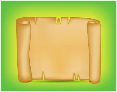 Banner, card with empty paper scroll on colorful background. Blank vector anc Stock Illustration