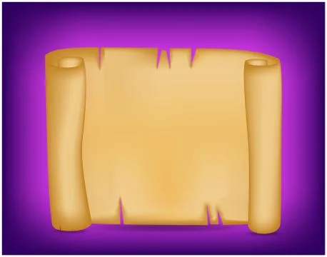 Banner, card with empty paper scroll on colorful background. Blank vector anc Stock Illustration