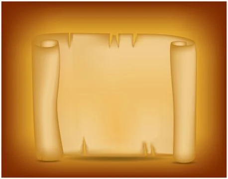 Banner, card with empty paper scroll on colorful background. Blank vector anc Stock Illustration