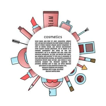 Banner circle cosmetics pink vector set. Stock Illustration