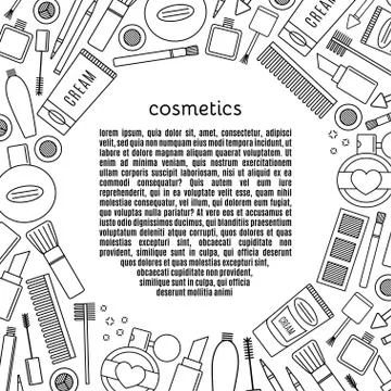 Banner circle make up and cosmetics vector set. Stock Illustration