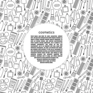 Banner circle make up and cosmetics vector set. Illustrazione stock