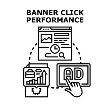 Banner click performance analysis delivering marketing strategy growth Stock Illustration