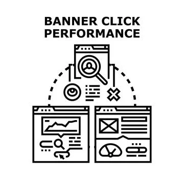 Banner click performance analyzing digital marketing data Stock Illustration