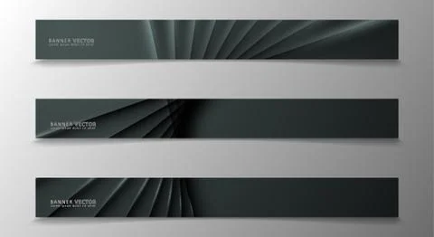 Banner collection, vector background with glowing neon gray stripes in a dark Illustrazione stock