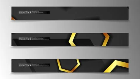 Banner collection, vector backgrounds with hexagon gold. space banner vector  Stock Illustration