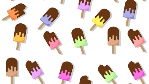 Banner with colored popsicles on white background. Verticaly seamless loop 29 Video stock 112003602