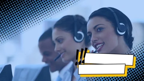 Banner with copy space and dots pattern design over customer care executives Stock Footage 158416369