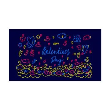 Banner on a dark background in the style of Doodle for Love day. The Stock Illustration
