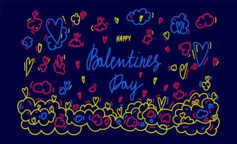 Banner on a dark background in the style of Doodle for Love day. The Stock Illustration