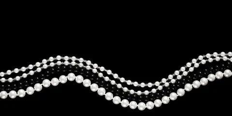 Banner in a dark key with strings of pearl Stock Photos