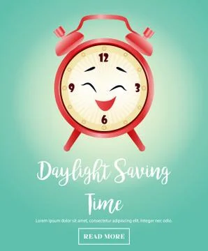 Banner for Daylight Saving Time with alarm clock Stock Illustration