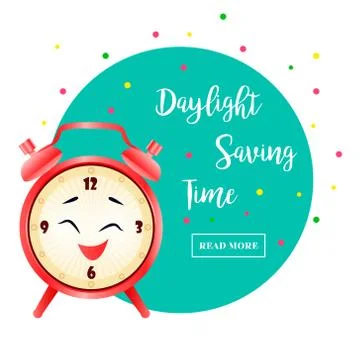Banner for Daylight Saving Time with alarm clock Stock Illustration