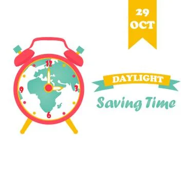 Banner for Daylight Saving Time with alarm clock Stock Illustration