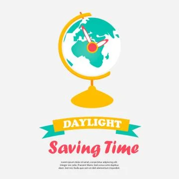 Banner for Daylight Saving Time with globe Stock Illustration