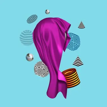 Banner for decorative design with abstract composition of 3d figures with Stock-Illustration