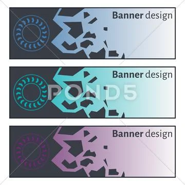 Banner Design. Collection Of Three Beautiful Colorful Banners.