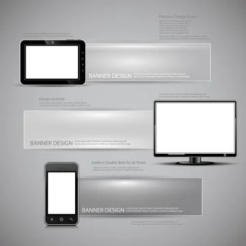 Banner design with electronic devices Stock Illustration
