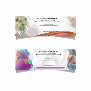 Banner design with hexagonal, circular and triangular shapes. Stockillustratie