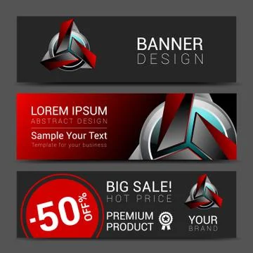 Banner design red robot technology turquoise black Stock Illustration