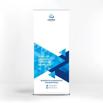 Banner design set, roll-up stand for advertising, conferences, seminars, poster Stock Illustration