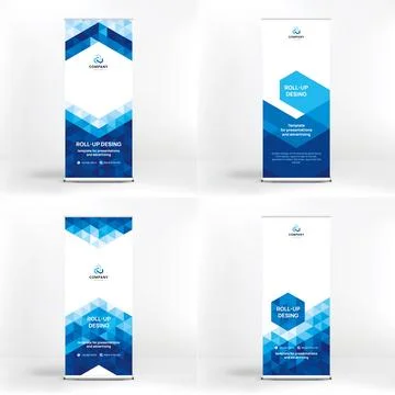 Banner design set, roll-up stand for advertising, conferences, seminars, poster Illustrazione stock