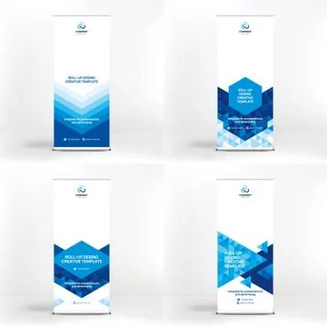 Banner design set, roll-up stand for advertising, conferences, seminars, poster Stock Illustration