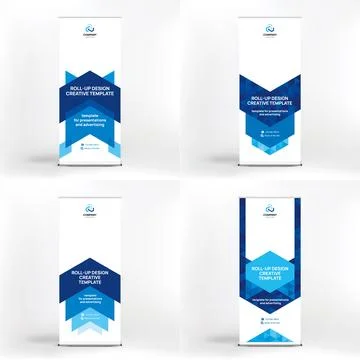 Banner design set, roll-up stand for advertising, conferences, seminars, poster Illustrazione stock