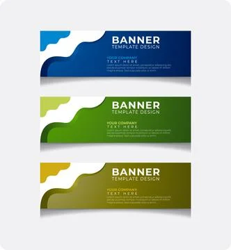 Banner Design Set with Wavy Shapes, Set of three colorful  banners イラスト素材