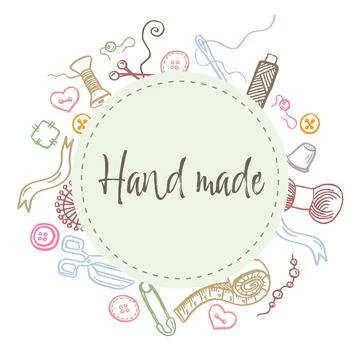 Banner design template hand made. The color patch with the decor of the sewing 스톡 일러스트