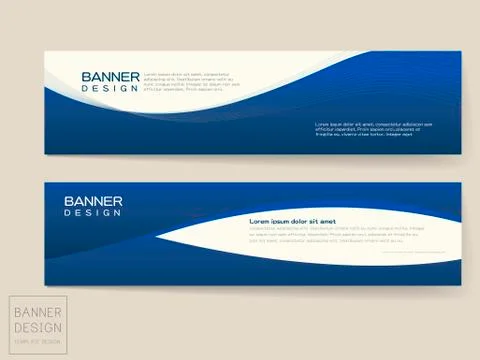 Banner design templates set with dynamic wave Stock Illustration