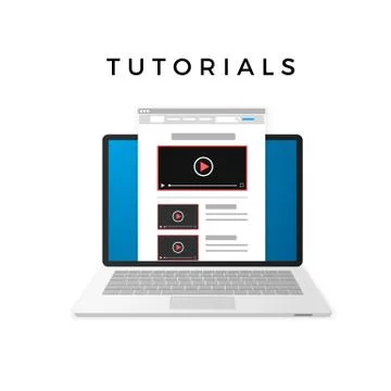 Banner design of video tutorials concept. Vector illustration isolated on whi Stock Illustration