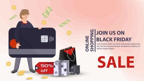Banner for the design of web pages and mobile apps Black Friday sale and disc Stock Illustration