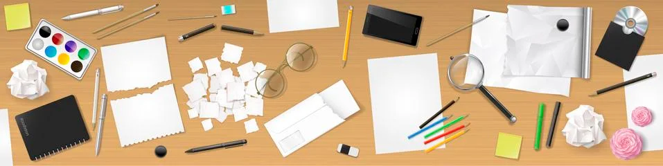 Banner desktop workplace Stock Illustration