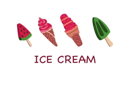 Banner with different classic ice cream and gelato Stock Illustration