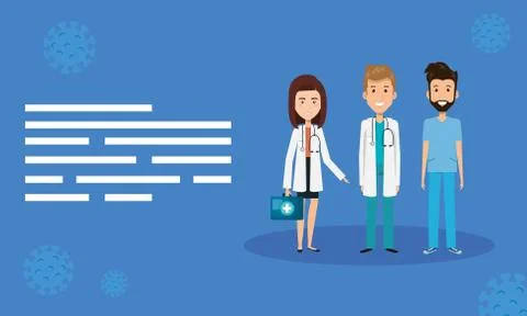 Banner of doctors with paramedic Stock Illustration