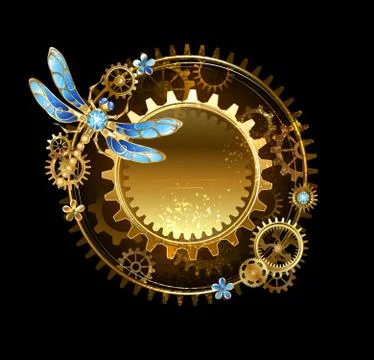 Banner with a dragonfly Stock Illustration