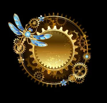 Banner with a dragonfly Illustrazione stock