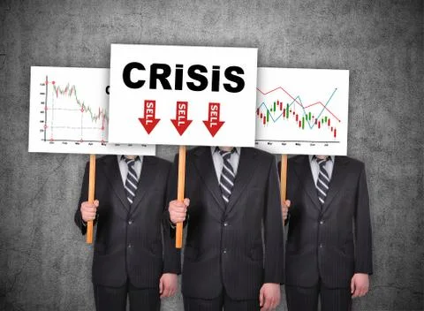 Banner with drawing crisis stock chart Foto stock