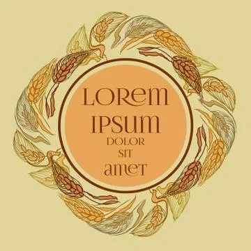 Banner with ears of wheat. Vector pencil hand drawn illustration Stock Illustration