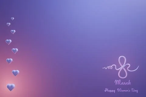 Banner with elements 8 number 3D rendering. International Women's Day. 스톡 일러스트