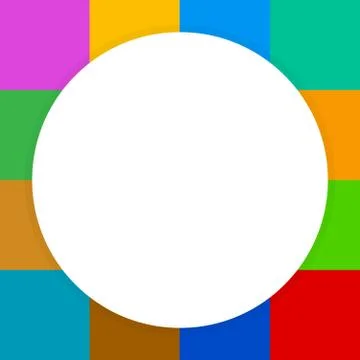 Banner empty white circle on colorful squares checkered block, template banne Illustration