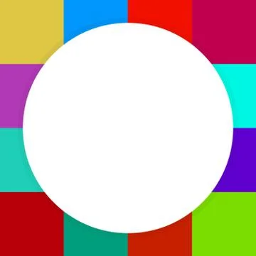 Banner empty white circle on colorful squares checkered block, template banne イラスト素材